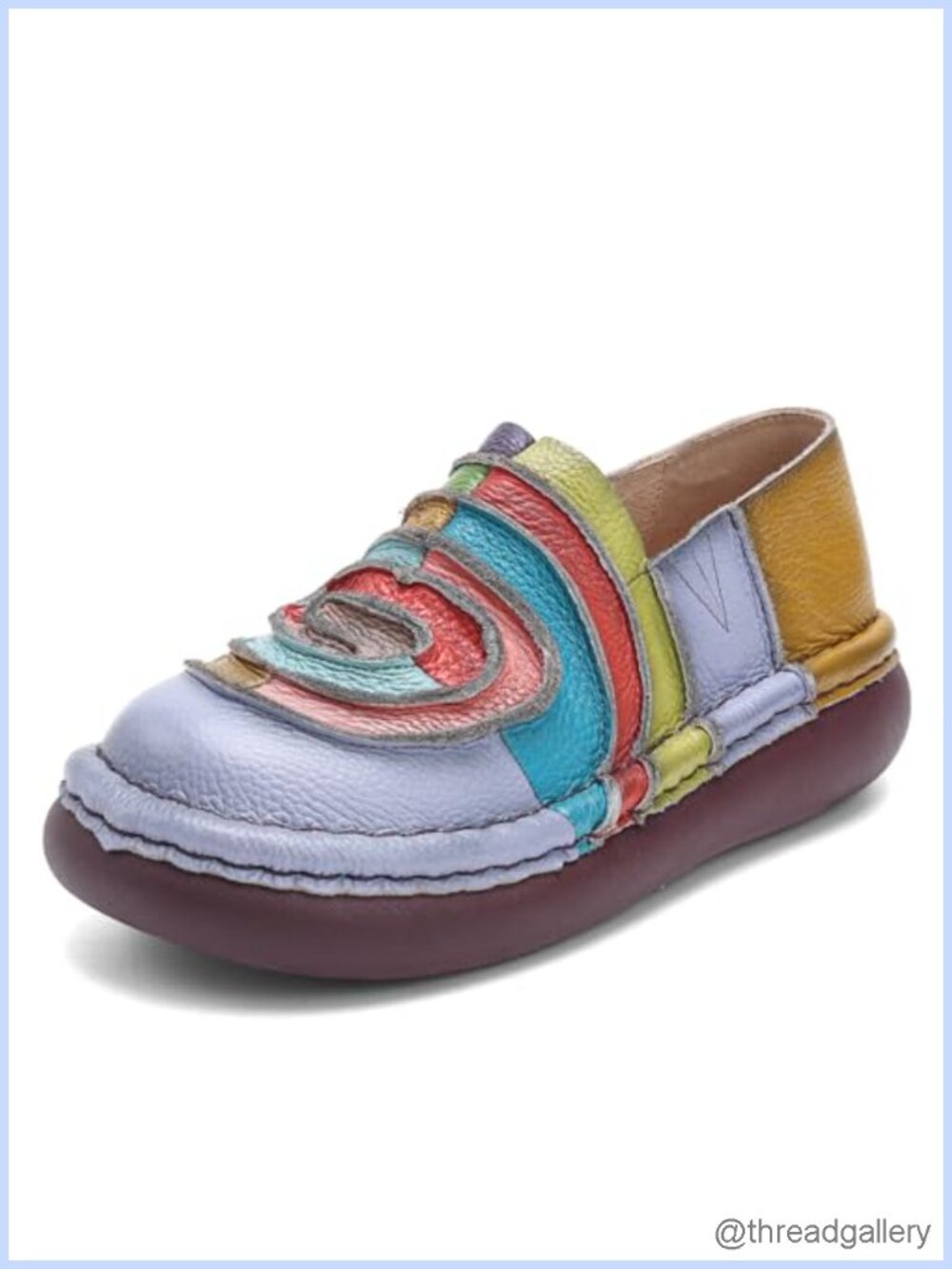 Women's Leather Loafers Flats Round Toe Platform Slip-On Casual Comfortable